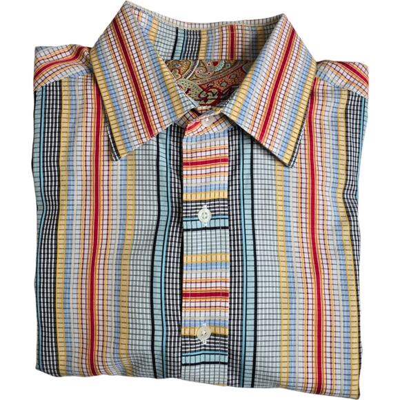 Robert Graham Striped Paisley Multi Color Button Down Shirt Size L - Picture 2 of 11